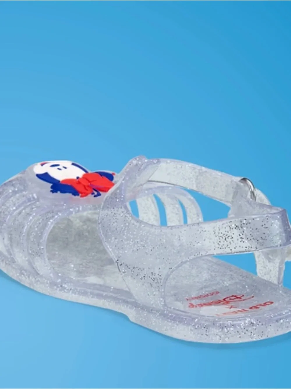NWT Baby 6/12 month Clear Glitter Minnie Jelly Sandals - White/Red/Blue
